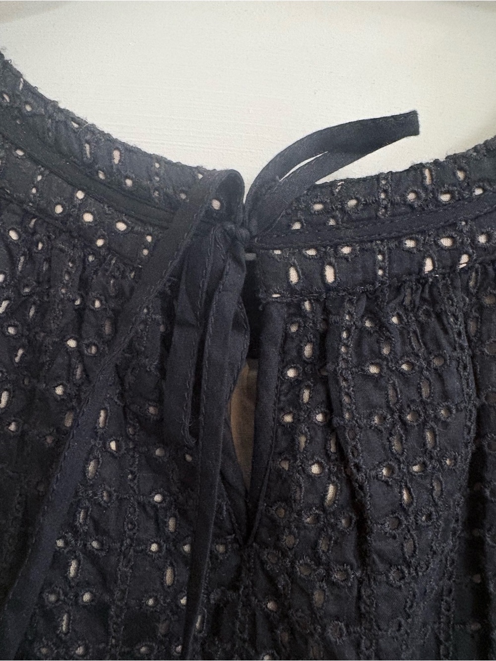 Lucky Brand Black Eyelet Tank with Tie Neck